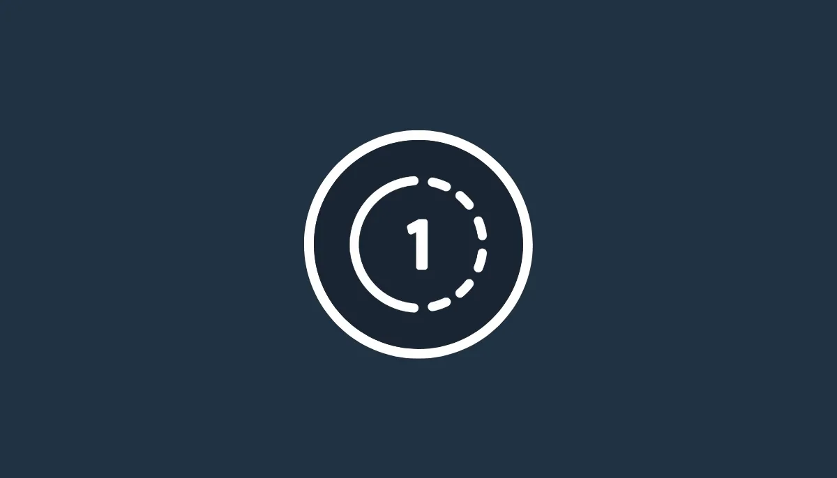 WhatsApp view once icon showing a number 1 inside a dashed circle on a dark blue background.
